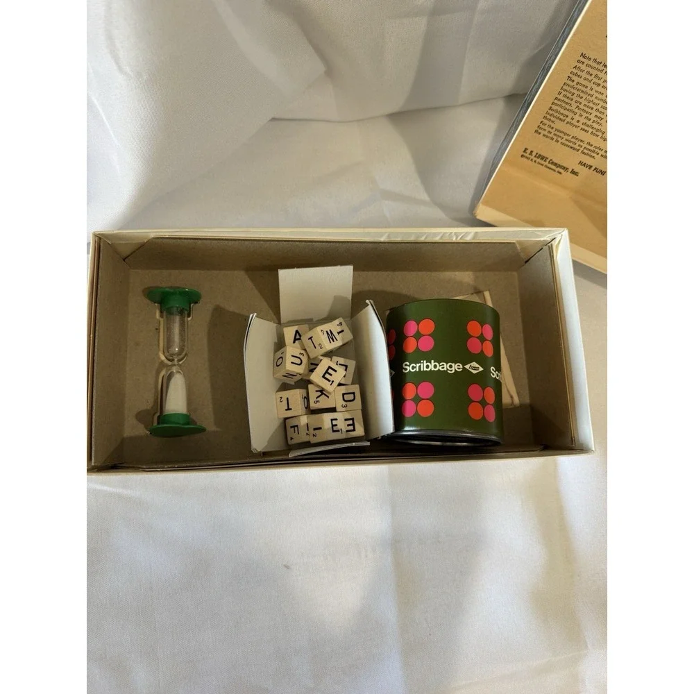 Vintage 1968 Scribbage Word Game# 948 E.S.Lowe‎ Company Inc. ALL CUBES CUP TIMER
